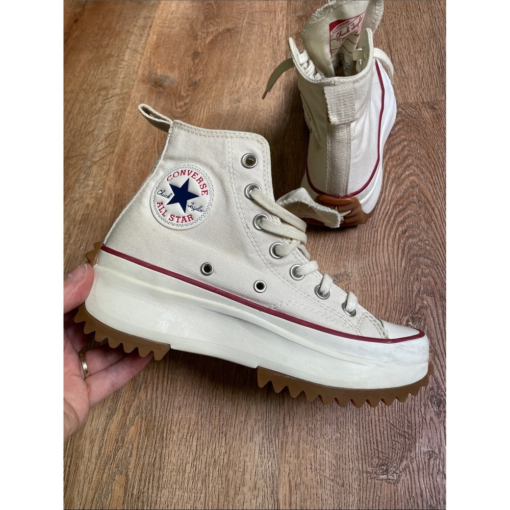 Converse Run Star Hike High Top Platform Sneakers Parchment Cream 166799C - Picture 10 of 16
